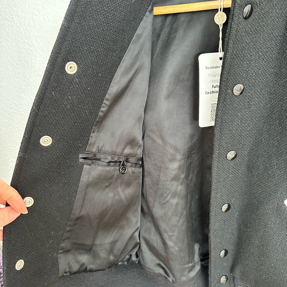 COPY - AUTHENTICATED SAINT LAURENT BLACK W/ WHITE LEATHER TRIM TEDDY BOMBER JAC… - Picture 11 of 15